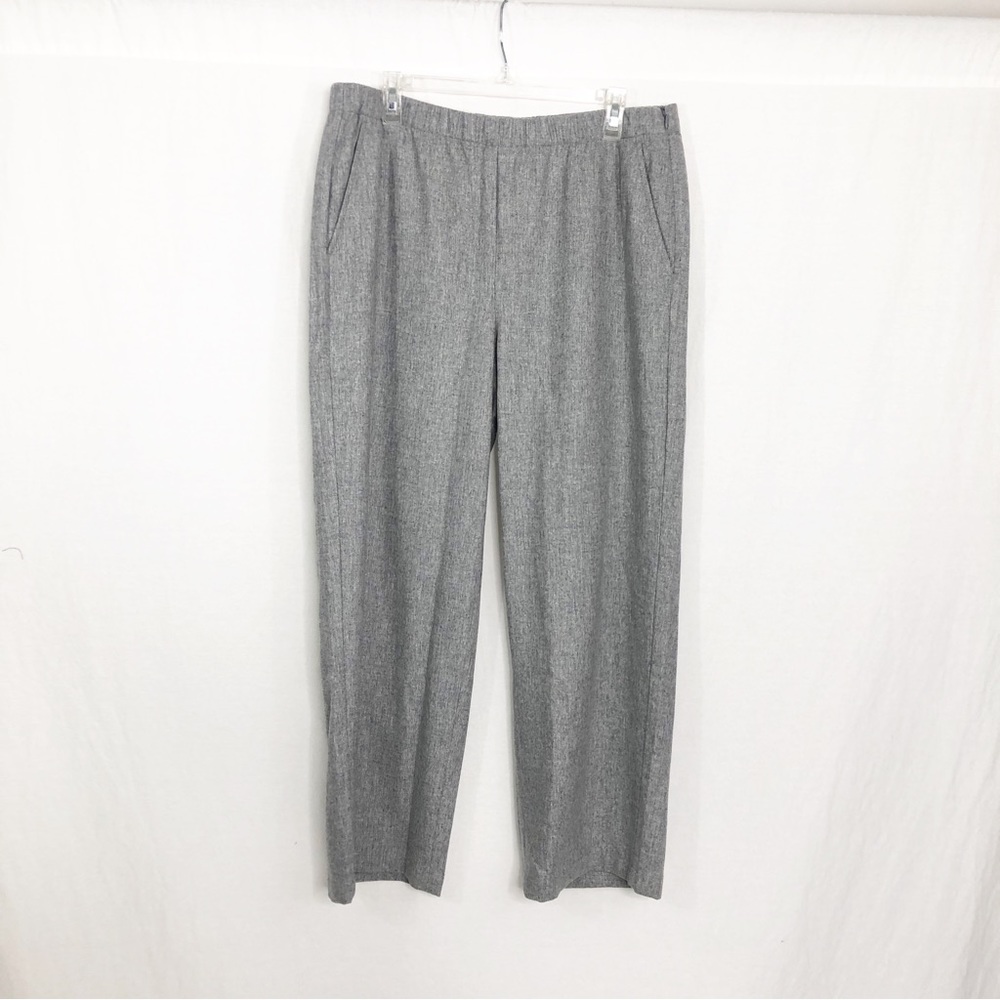 Eileen Fisher Pull On Wool High Rise Trousers Pants, Size Large, Gray